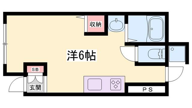 高砂竜山ビル(ワンルーム/2階)の間取り写真