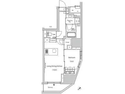 ザ・パークハビオ市ヶ谷ウエスト(1SLDK/6階)の間取り写真