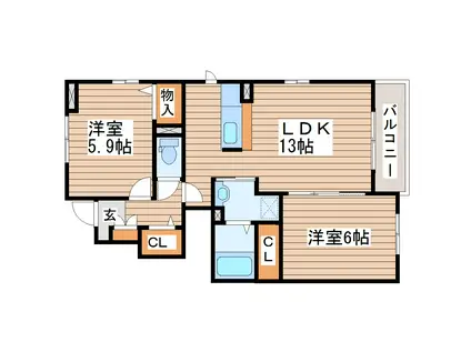 ファースト・セフィオ(2DK/1階)の間取り写真