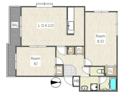 桜丘コート(2LDK/3階)の間取り写真