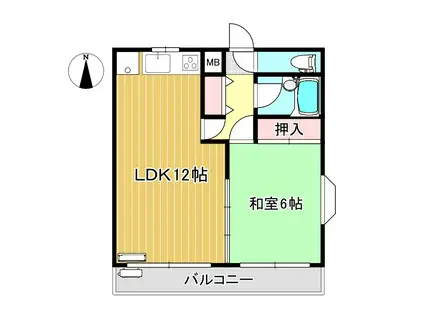 コーポ・ワイエム(1LDK/2階)の間取り写真