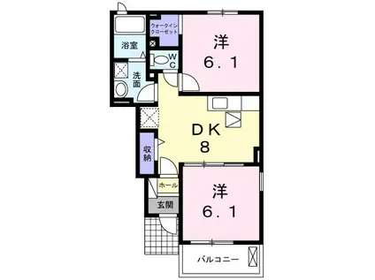 エトワールI(2DK/1階)の間取り写真