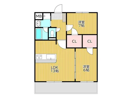 アン遠賀野(2LDK/1階)の間取り写真