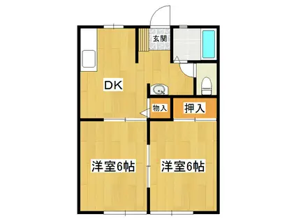 コーポリバーサイド(2DK/1階)の間取り写真