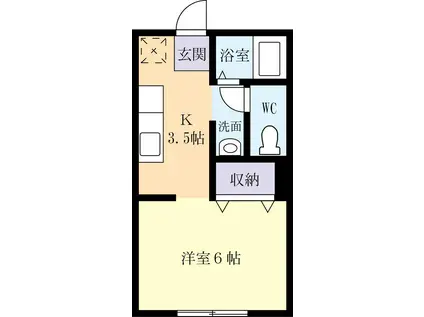 ツカダハイツD(1K/1階)の間取り写真