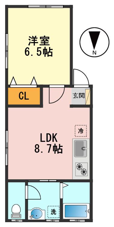 コーポツガ(1LDK/1階)の間取り写真