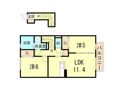 シャトー・ムートン(2LDK/2階)の間取り写真