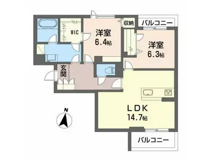コンフォーザ(2LDK/2階)の間取り写真