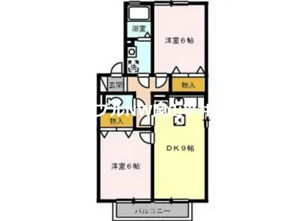 コンフォートD棟(2LDK/1階)の間取り写真