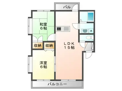 アーバンパレス(2LDK/2階)の間取り写真