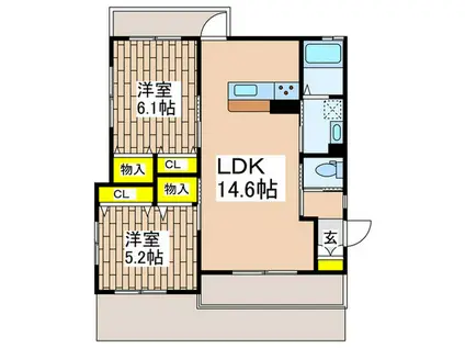 ローズマリー湘南(2LDK/1階)の間取り写真