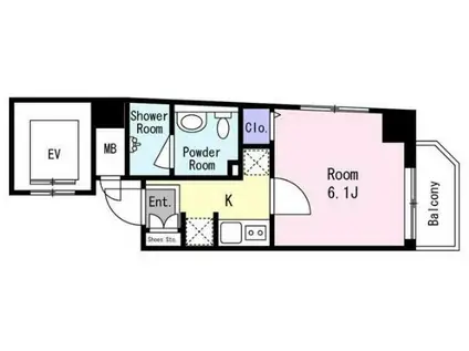 シュガール戸部(1K/4階)の間取り写真