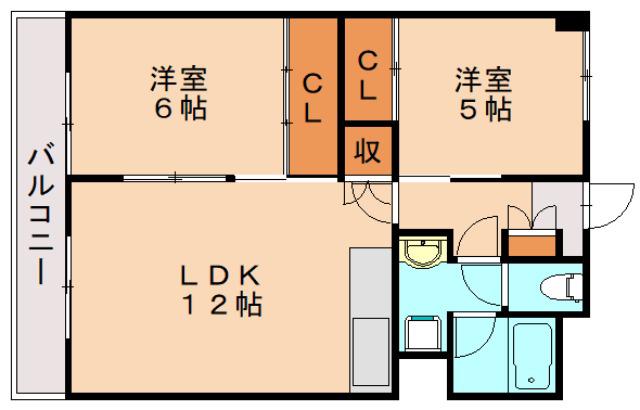 第一高見ビル(2LDK/2階)の間取り写真