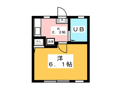 ライフコート湘南(1K/1階)の間取り写真