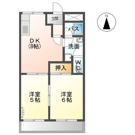 コンフォールT(2DK/2階)の間取り写真