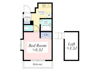 第1芙蓉ハイツ100(1K/3階)の間取り写真