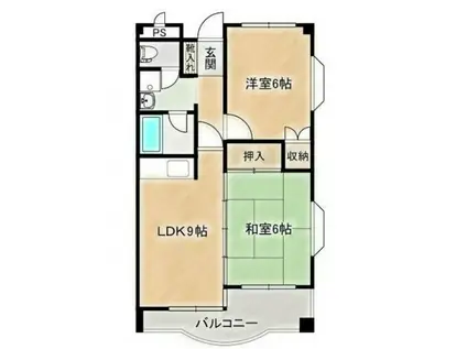 サンハイツ野間(2LDK/3階)の間取り写真
