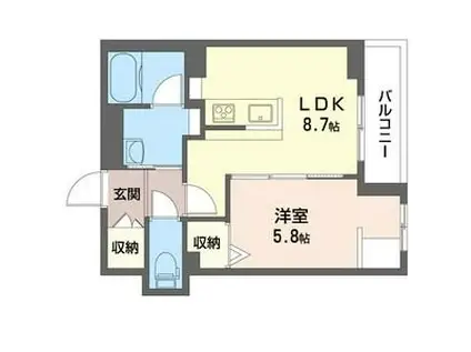 サン スプリング(1LDK/2階)の間取り写真