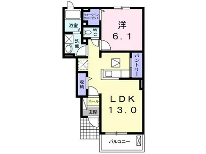 アイリン タウン C(1LDK/1階)の間取り写真