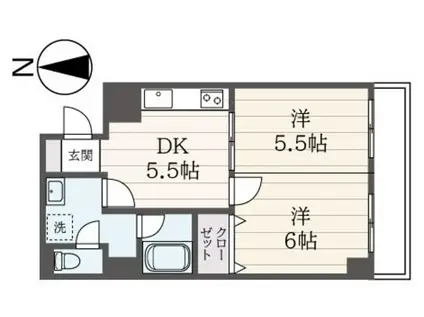ロイヤルドレイク(2DK/3階)の間取り写真