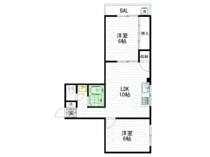 エスプリ川崎III(2LDK/1階)の間取り写真