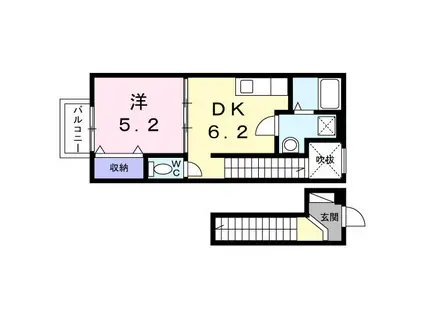 ベルオーブII(1DK/2階)の間取り写真