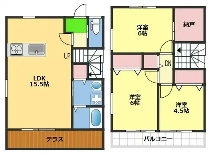 メゾン・ド・フルールII(3LDK/1階)の間取り写真