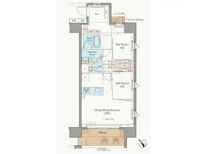 LUXENA船堀(2LDK/7階)の間取り写真