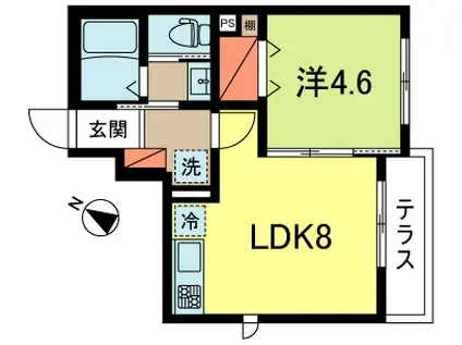 エルマーナN荻窪(1DK/1階)の間取り写真