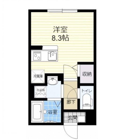 イーストヒルズA棟(1K/1階)の間取り写真