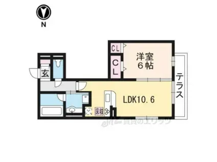 シェモワ A棟(1LDK/1階)の間取り写真