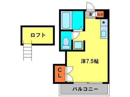 ハイツ片江(ワンルーム/2階)の間取り写真