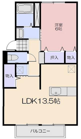 ウエスタンコーポ(1LDK/2階)の間取り写真