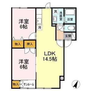 パレ・リュミエールIII(2LDK/1階)の間取り写真