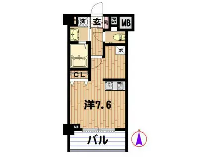 GENOVIA両国GREEN VEIL(ワンルーム/2階)の間取り写真