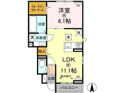 リベルテ国立(1LDK/1階)の間取り写真