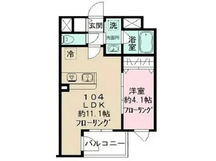 GUTE WOHUNG 北千住(1LDK/1階)の間取り写真