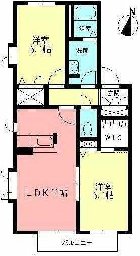 アドニスII(2LDK/2階)の間取り写真