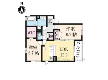 SAINT FLEURE 雅 A棟(2LDK/2階)の間取り写真