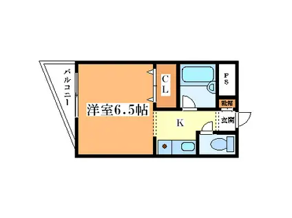 ルーミハイツ塚本(1K/2階)の間取り写真