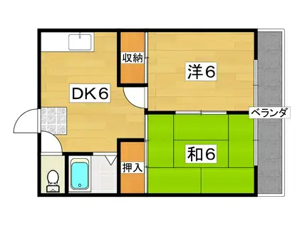 寝屋川スカイハイツ(2DK/5階)の間取り写真