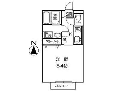 ハイツウッディ 一階のお部屋(1K/1階)の間取り写真