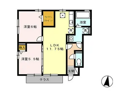 レセンテ・ウィル B(2LDK/1階)の間取り写真