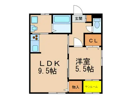 サムシング寿(1LDK/2階)の間取り写真
