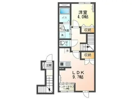 ヴァンベール六番館(1LDK/2階)の間取り写真