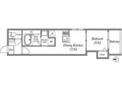 ハーモニーテラス杭全II(1DK/2階)の間取り写真