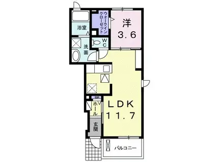 サニープレイス II(1LDK/1階)の間取り写真