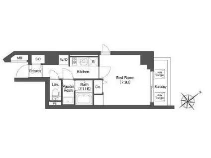 AIFLAT中目黒 アイフラット中目黒(1K/4階)の間取り写真