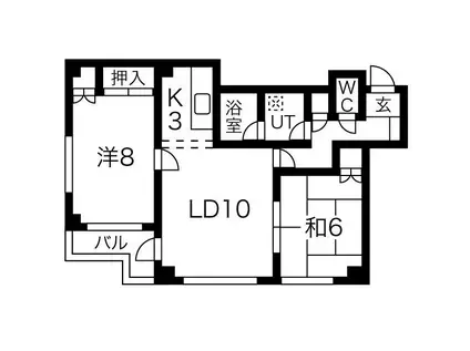 ロアヴェール南郷(2LDK/2階)の間取り写真