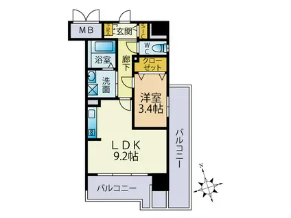 スカイシャトレ箱崎南(1LDK/5階)の間取り写真